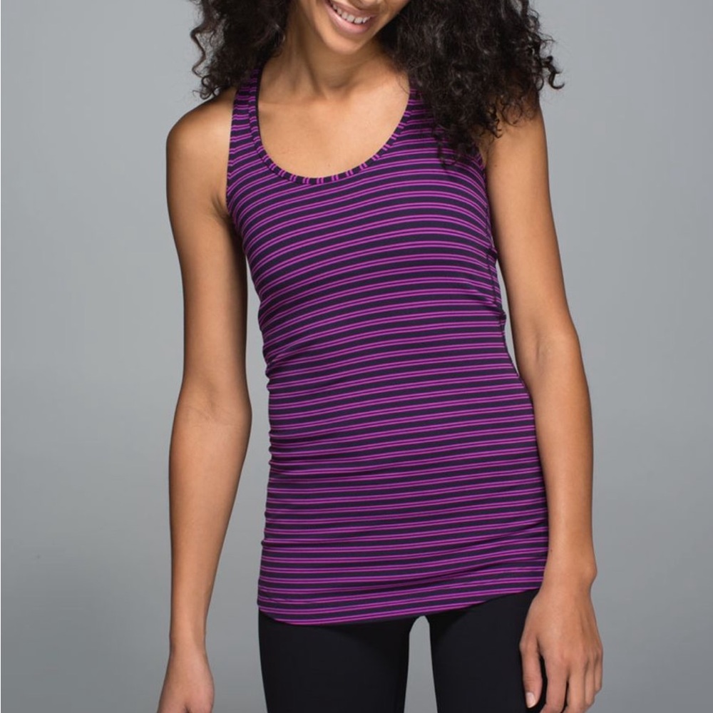 lululemon athletica Cool Racerback Tank Double Trouble Stripe Violet Bla…